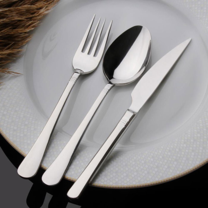 Hermia Juego de Cubertería de 24 Piezas para 6 Personas, Acero Inoxidable Plateado, Apto Lavavajillas